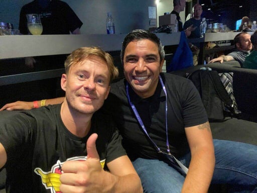 Eric Skeens of 3 Tree Tech (right).